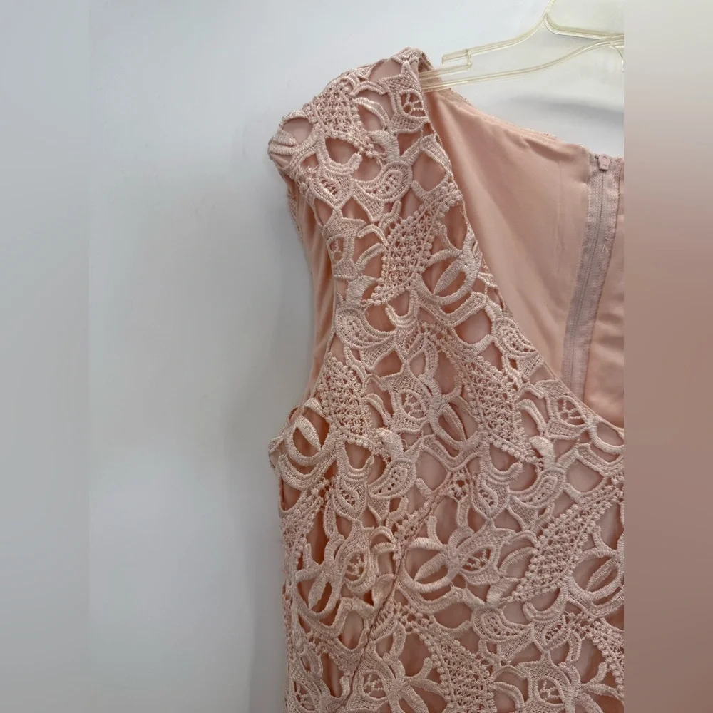 Lauren Ralph Lauren Blush Pink Lace Sheath V-Neck Sleeveless Cocktail Dress SZ 8 - Picture 4 of 15